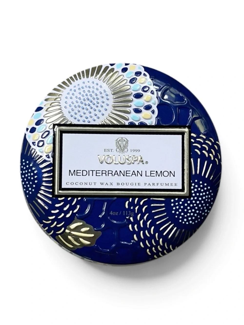 NEW Voluspa MEDITERRANEAN LEMON Mini Tin Candle, 4 oz